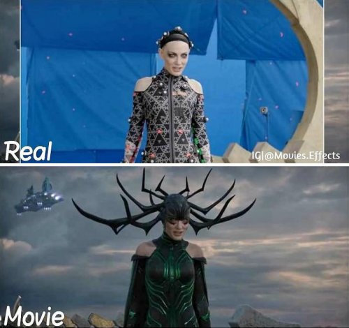 Instagram-аккаунт, показывающий сцены из фильмов до и после добавления спецэффектов 