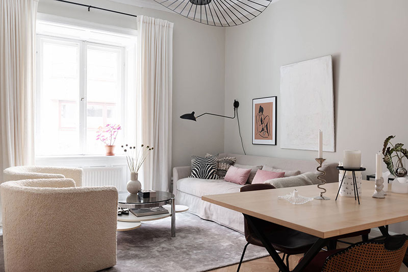 Маленькая квартира с нежными женственными нотками в Стокгольме женственный интерьер